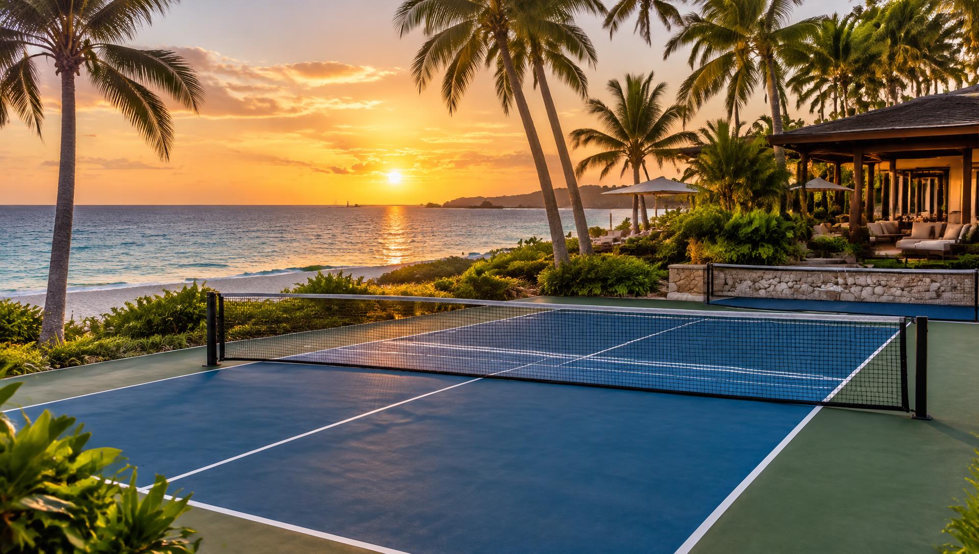 Pickleball court by the beach at sunset in Boracay